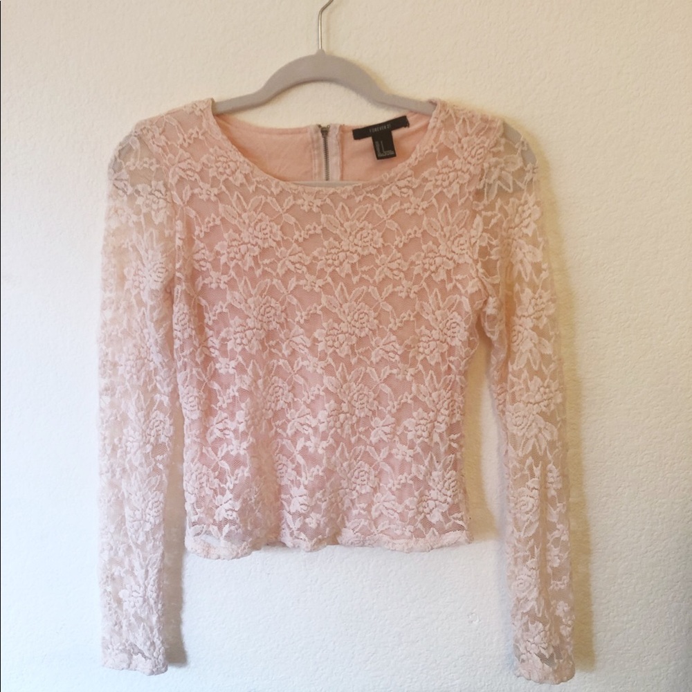 Forever 21 light pink lace long sleeve